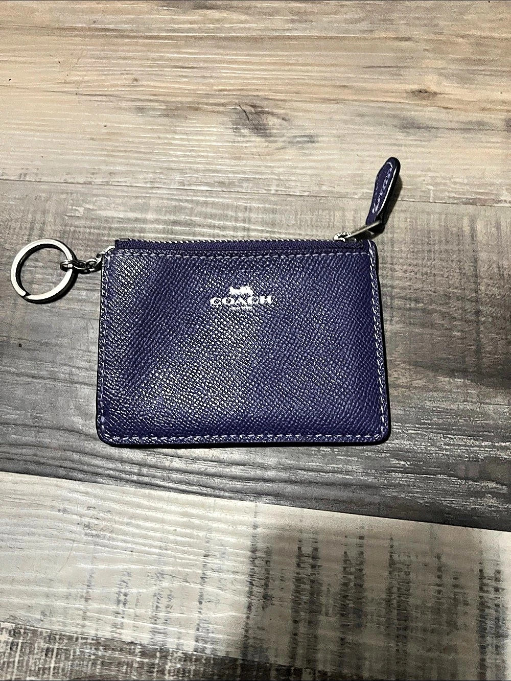Coach Mini Skinny ID Case Wallet Key Ring in Blue